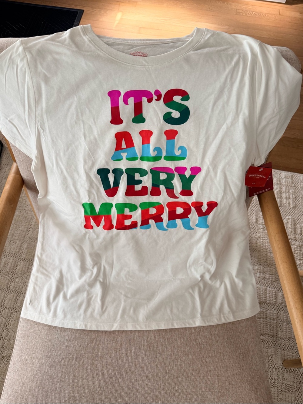 NWT: 'It's All Very Merry' White Graphic Tee